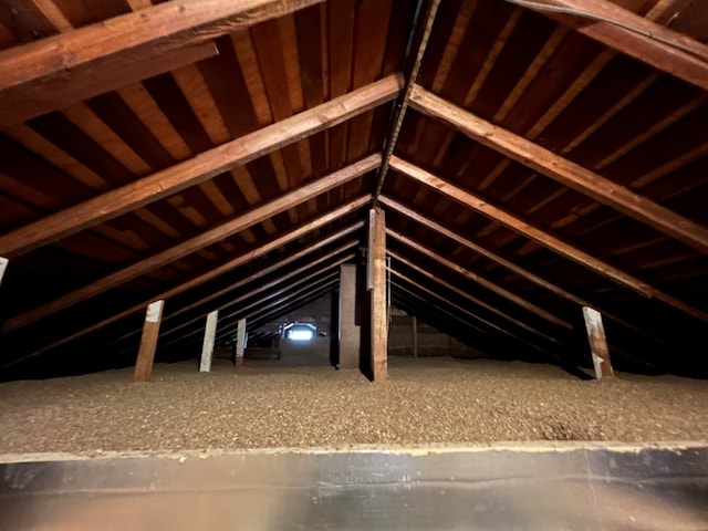 view of unfinished attic