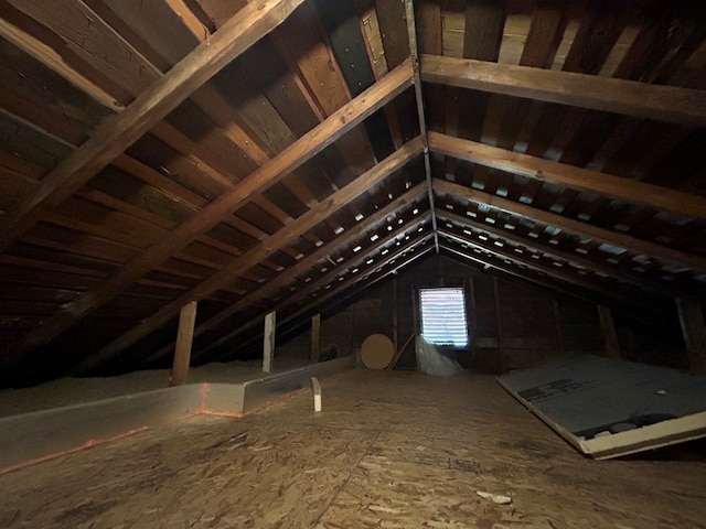 view of unfinished attic