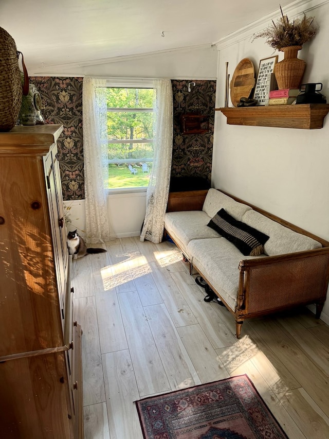 living area featuring light wood-type flooring