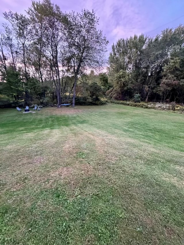 view of yard at dusk