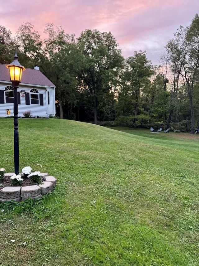 view of yard at dusk