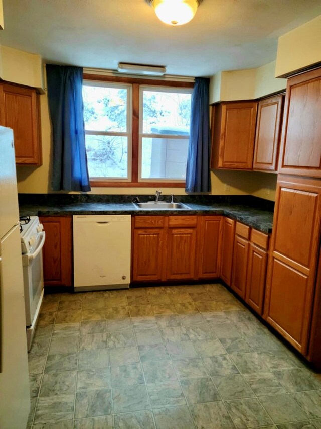 kitchen with sink and white appliances