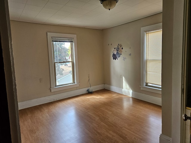 spare room featuring light hardwood / wood-style flooring