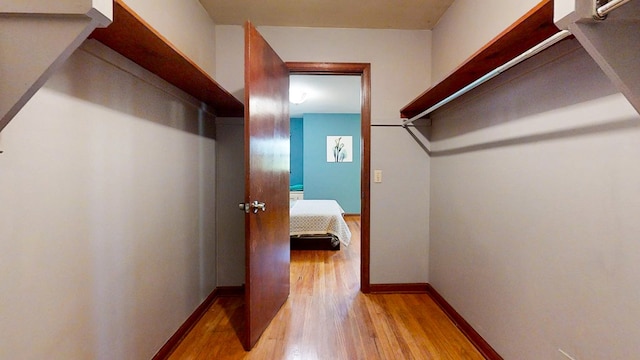 spacious closet featuring light hardwood / wood-style floors