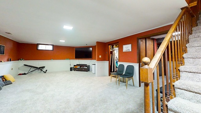 interior space featuring carpet flooring