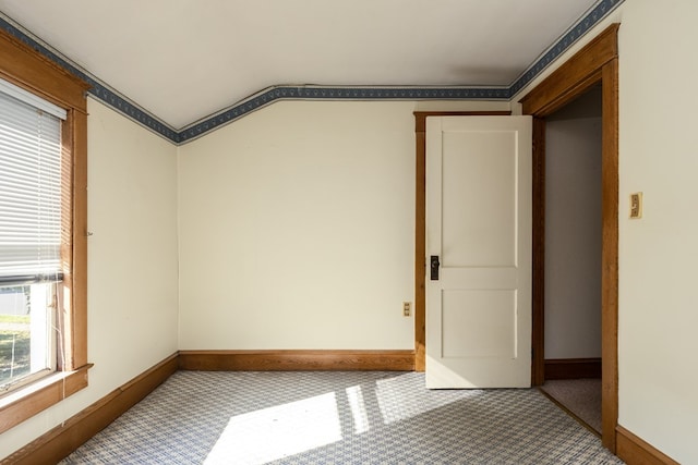 interior space with vaulted ceiling