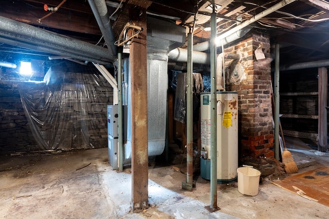 basement with gas water heater