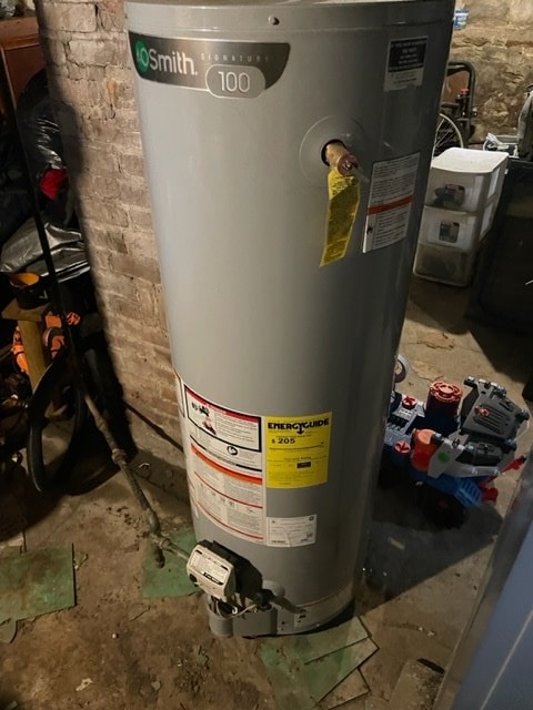 utility room with water heater