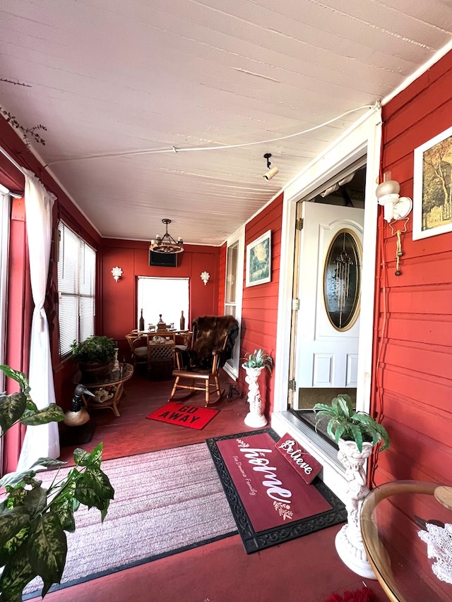 interior space featuring covered porch