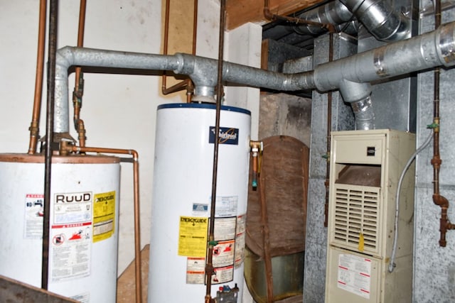 utility room featuring gas water heater