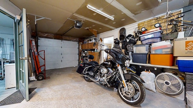 garage with a garage door opener