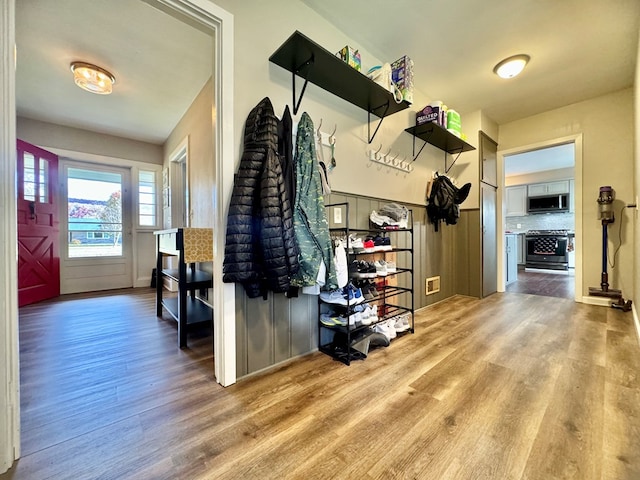 mudroom featuring hardwood / wood-style floors