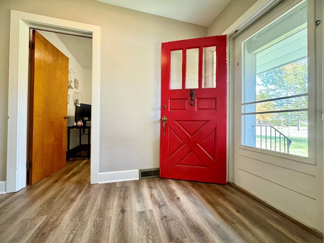 entrance foyer featuring hardwood / wood-style flooring and plenty of natural light