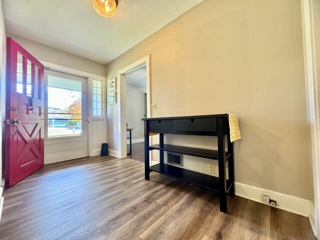 foyer entrance with hardwood / wood-style floors