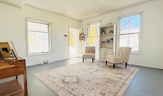 living area with wood-type flooring