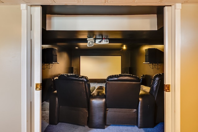 view of carpeted home theater