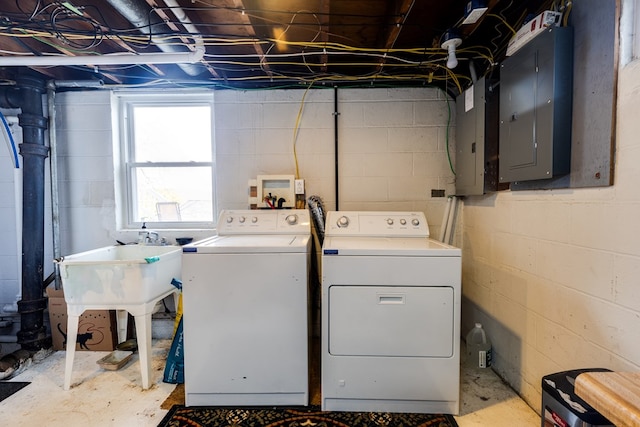 laundry room featuring independent washer and dryer and electric panel