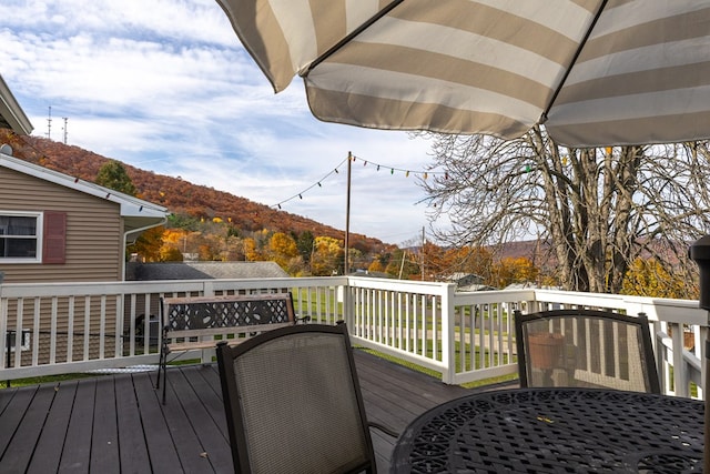 deck with a mountain view