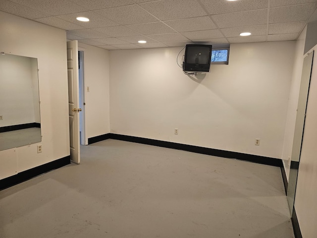 basement with a drop ceiling