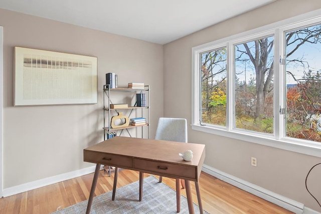 home office featuring wood-type flooring