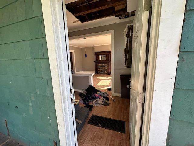 hallway featuring hardwood / wood-style flooring