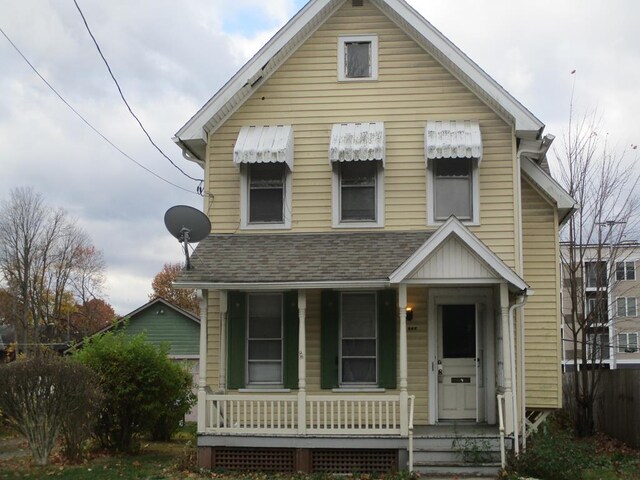 view of front facade featuring covered porch