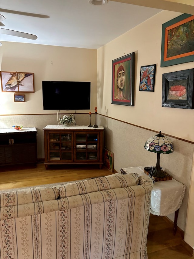 living room with hardwood / wood-style flooring