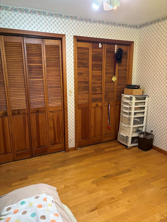 unfurnished bedroom featuring light hardwood / wood-style flooring