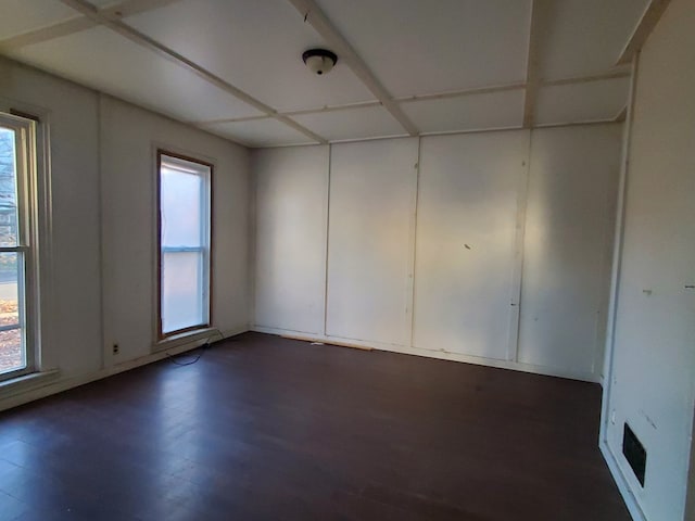 spare room with dark hardwood / wood-style floors and a healthy amount of sunlight