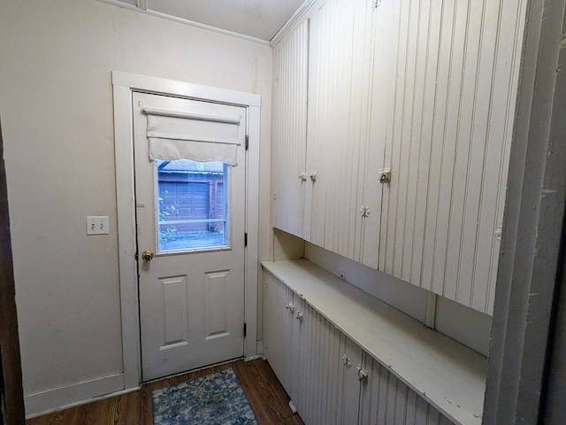 doorway to outside featuring dark hardwood / wood-style flooring