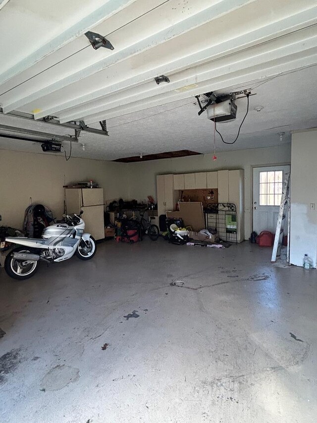 garage with a garage door opener