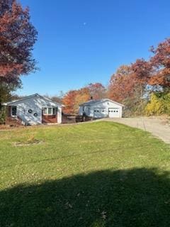 view of yard featuring a garage