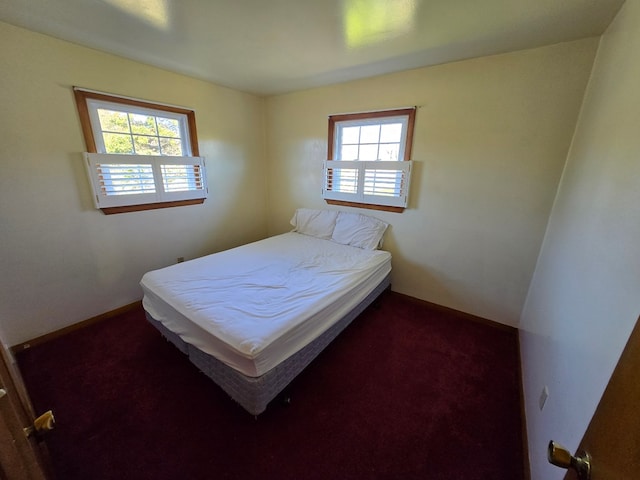 carpeted bedroom featuring multiple windows