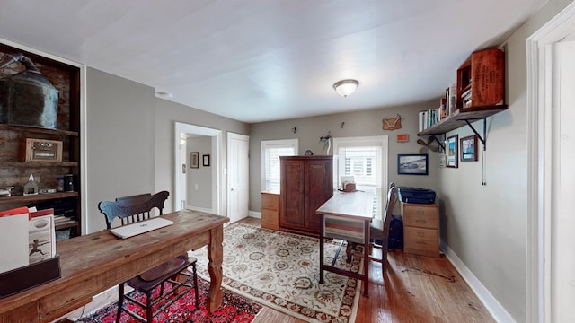 office area featuring light hardwood / wood-style floors