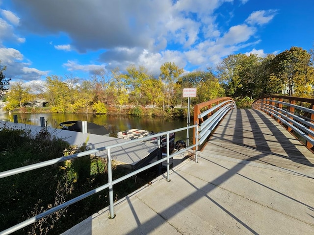 view of dock featuring a water view