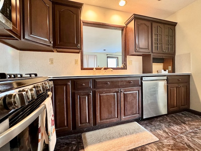 kitchen with dark brown cabinets and electric stove