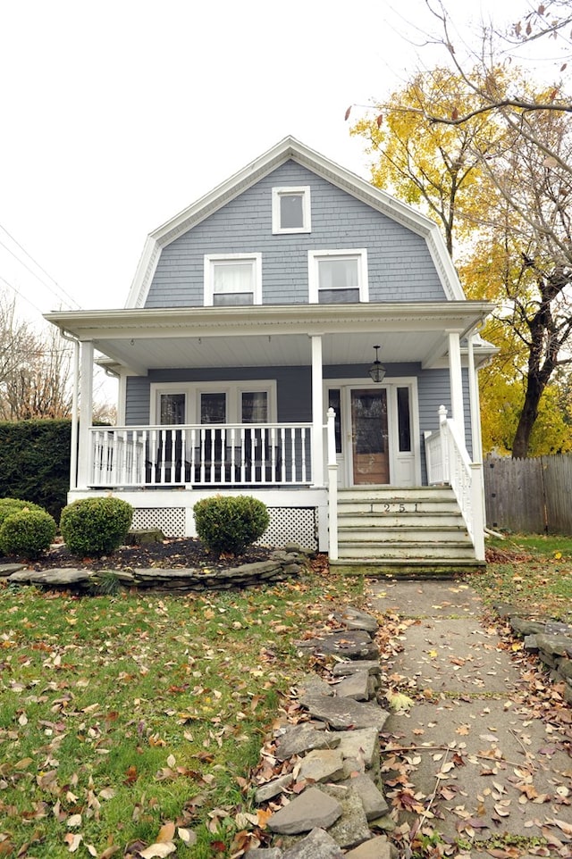 view of front of home featuring covered porch