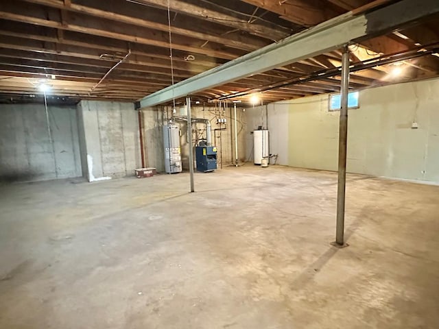 basement with gas water heater