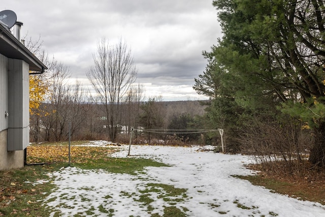 view of yard layered in snow