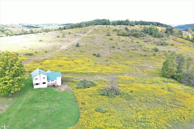 birds eye view of property with a rural view