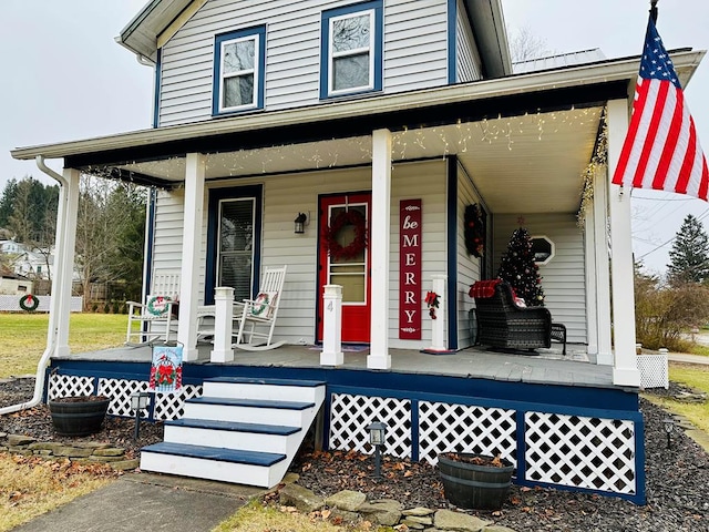 view of front of home with covered porch