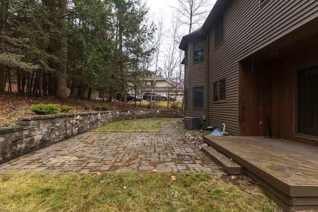 view of yard with a patio area and a deck