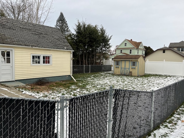 exterior space featuring a storage unit