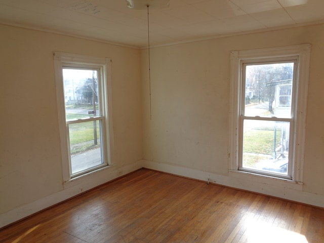 spare room featuring light hardwood / wood-style floors