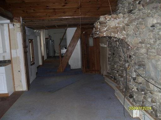 basement featuring water heater