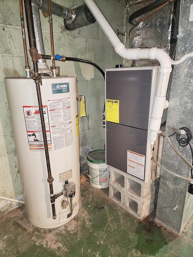 utility room with water heater