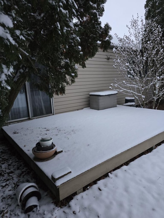 view of yard covered in snow