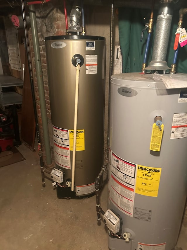 utility room featuring water heater