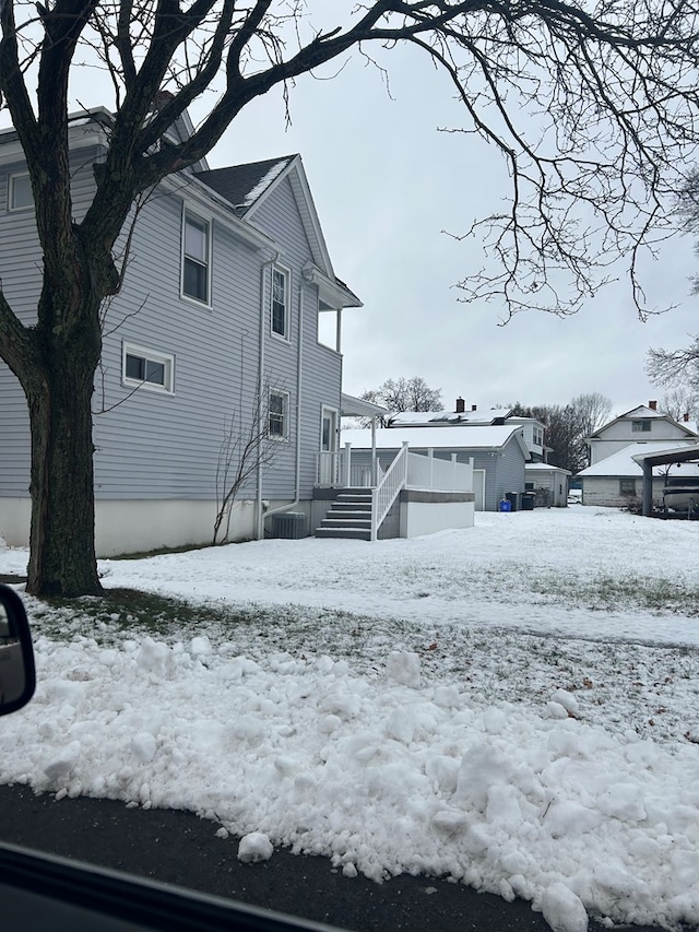 view of snow covered exterior