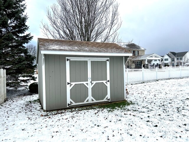 view of snow covered structure